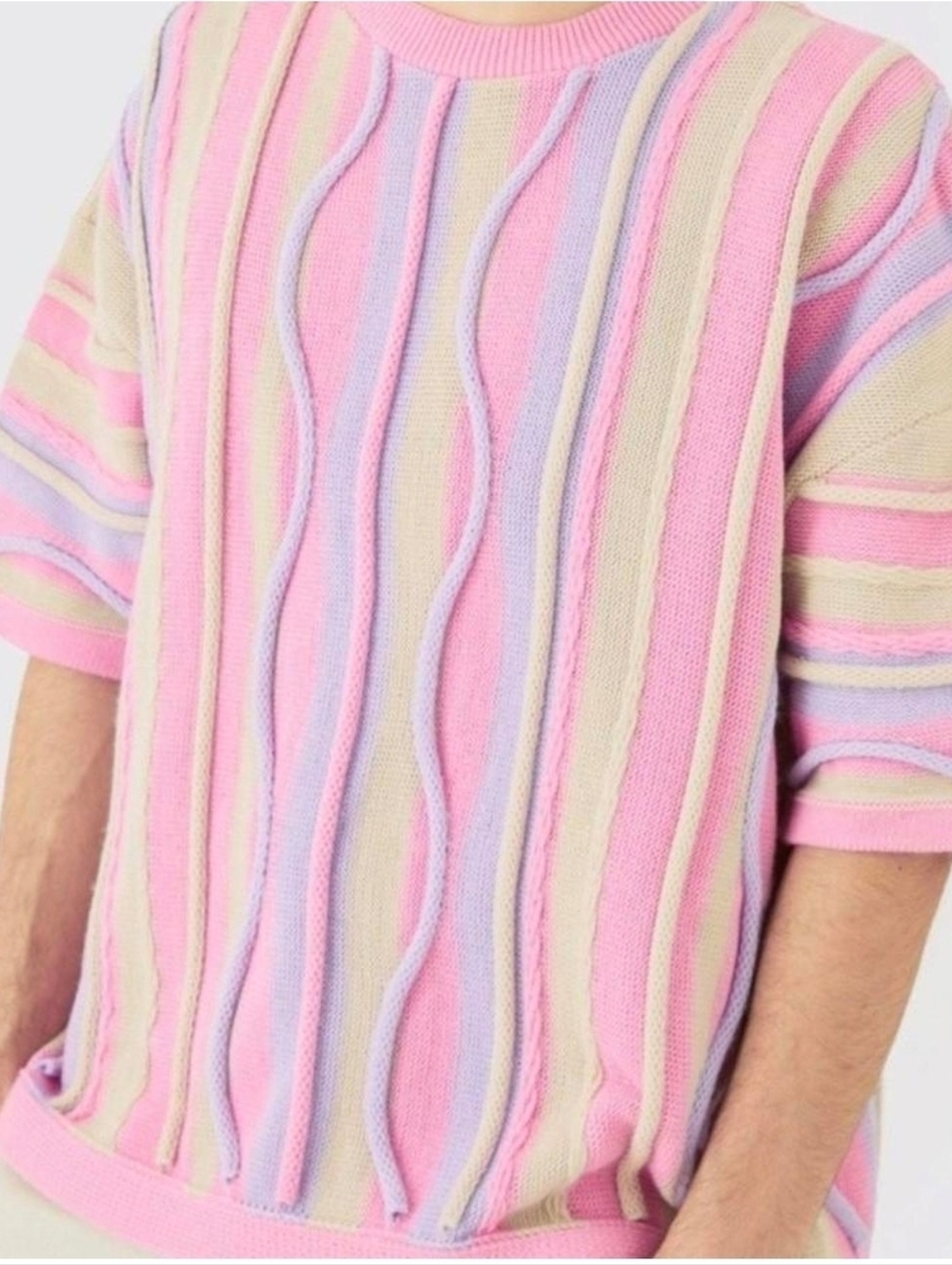 Oversized 3D Jacquard Knit T-Shirt